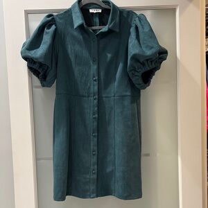 THML Teal Puff Sleeve Dress
